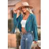 imagePRETTYGARDEN Womens Fringe Faux Suede Leather Jackets 2025 Fashion Tassel Motorcycle Cropped CoatsLake Blue