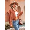 imagePRETTYGARDEN Womens Fringe Faux Suede Leather Jackets 2025 Fashion Tassel Motorcycle Cropped CoatsOrange