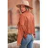 imagePRETTYGARDEN Womens Fringe Faux Suede Leather Jackets 2025 Fashion Tassel Motorcycle Cropped CoatsOrange