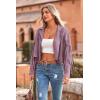 imagePRETTYGARDEN Womens Fringe Faux Suede Leather Jackets 2025 Fashion Tassel Motorcycle Cropped CoatsPurple