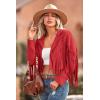 imagePRETTYGARDEN Womens Fringe Faux Suede Leather Jackets 2025 Fashion Tassel Motorcycle Cropped CoatsRed
