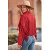 imagePRETTYGARDEN Womens Fringe Faux Suede Leather Jackets 2025 Fashion Tassel Motorcycle Cropped CoatsRed