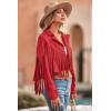 imagePRETTYGARDEN Womens Fringe Faux Suede Leather Jackets 2025 Fashion Tassel Motorcycle Cropped CoatsRed