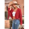 imagePRETTYGARDEN Womens Fringe Faux Suede Leather Jackets 2025 Fashion Tassel Motorcycle Cropped CoatsRed