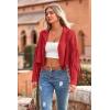 imagePRETTYGARDEN Womens Fringe Faux Suede Leather Jackets 2025 Fashion Tassel Motorcycle Cropped CoatsRed