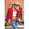 imagePRETTYGARDEN Womens Fringe Faux Suede Leather Jackets 2025 Fashion Tassel Motorcycle Cropped CoatsRed
