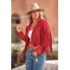 imagePRETTYGARDEN Womens Fringe Faux Suede Leather Jackets 2025 Fashion Tassel Motorcycle Cropped CoatsRed