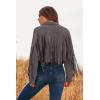 imagePRETTYGARDEN Womens Fringe Faux Suede Leather Jackets 2025 Fashion Tassel Motorcycle Cropped CoatsSilver Grey