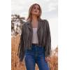 imagePRETTYGARDEN Womens Fringe Faux Suede Leather Jackets 2025 Fashion Tassel Motorcycle Cropped CoatsSilver Grey