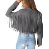 imagePRETTYGARDEN Womens Fringe Faux Suede Leather Jackets 2025 Fashion Tassel Motorcycle Cropped CoatsSilver Grey