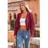 imagePRETTYGARDEN Womens Fringe Faux Suede Leather Jackets 2025 Fashion Tassel Motorcycle Cropped CoatsWine Red