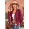 imagePRETTYGARDEN Womens Fringe Faux Suede Leather Jackets 2025 Fashion Tassel Motorcycle Cropped CoatsWine Red