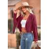 imagePRETTYGARDEN Womens Fringe Faux Suede Leather Jackets 2025 Fashion Tassel Motorcycle Cropped CoatsWine Red