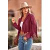 imagePRETTYGARDEN Womens Fringe Faux Suede Leather Jackets 2025 Fashion Tassel Motorcycle Cropped CoatsWine Red