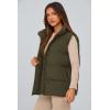 imagePRETTYGARDEN Womens Puffer Jacket Vests Casual Sleeveless Stand Collar Zip Up Coats Warm Winter OuterwearArmy Green