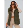 imagePRETTYGARDEN Womens Puffer Jacket Vests Casual Sleeveless Stand Collar Zip Up Coats Warm Winter OuterwearArmy Green