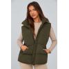 imagePRETTYGARDEN Womens Puffer Jacket Vests Casual Sleeveless Stand Collar Zip Up Coats Warm Winter OuterwearArmy Green