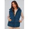 imagePRETTYGARDEN Womens Puffer Jacket Vests Casual Sleeveless Stand Collar Zip Up Coats Warm Winter OuterwearDark Blue