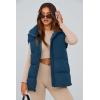 imagePRETTYGARDEN Womens Puffer Jacket Vests Casual Sleeveless Stand Collar Zip Up Coats Warm Winter OuterwearDark Blue