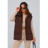 imagePRETTYGARDEN Womens Puffer Jacket Vests Casual Sleeveless Stand Collar Zip Up Coats Warm Winter OuterwearDark Brown