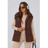 imagePRETTYGARDEN Womens Puffer Jacket Vests Casual Sleeveless Stand Collar Zip Up Coats Warm Winter OuterwearDark Brown