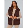 imagePRETTYGARDEN Womens Puffer Jacket Vests Casual Sleeveless Stand Collar Zip Up Coats Warm Winter OuterwearDark Brown