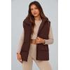 imagePRETTYGARDEN Womens Puffer Jacket Vests Casual Sleeveless Stand Collar Zip Up Coats Warm Winter OuterwearDark Brown
