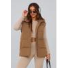 imagePRETTYGARDEN Womens Puffer Jacket Vests Casual Sleeveless Stand Collar Zip Up Coats Warm Winter OuterwearKhaki