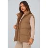 imagePRETTYGARDEN Womens Puffer Jacket Vests Casual Sleeveless Stand Collar Zip Up Coats Warm Winter OuterwearKhaki