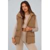 imagePRETTYGARDEN Womens Puffer Jacket Vests Casual Sleeveless Stand Collar Zip Up Coats Warm Winter OuterwearKhaki