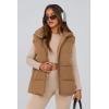 imagePRETTYGARDEN Womens Puffer Jacket Vests Casual Sleeveless Stand Collar Zip Up Coats Warm Winter OuterwearKhaki