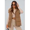 imagePRETTYGARDEN Womens Puffer Jacket Vests Casual Sleeveless Stand Collar Zip Up Coats Warm Winter OuterwearKhaki