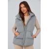 imagePRETTYGARDEN Womens Puffer Jacket Vests Casual Sleeveless Stand Collar Zip Up Coats Warm Winter OuterwearLight Grey