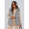 imagePRETTYGARDEN Womens Puffer Jacket Vests Casual Sleeveless Stand Collar Zip Up Coats Warm Winter OuterwearLight Grey