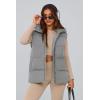 imagePRETTYGARDEN Womens Puffer Jacket Vests Casual Sleeveless Stand Collar Zip Up Coats Warm Winter OuterwearLight Grey
