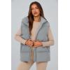 imagePRETTYGARDEN Womens Puffer Jacket Vests Casual Sleeveless Stand Collar Zip Up Coats Warm Winter OuterwearLight Grey