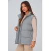 imagePRETTYGARDEN Womens Puffer Jacket Vests Casual Sleeveless Stand Collar Zip Up Coats Warm Winter OuterwearLight Grey