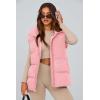 imagePRETTYGARDEN Womens Puffer Jacket Vests Casual Sleeveless Stand Collar Zip Up Coats Warm Winter OuterwearLight Pink