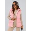 imagePRETTYGARDEN Womens Puffer Jacket Vests Casual Sleeveless Stand Collar Zip Up Coats Warm Winter OuterwearLight Pink