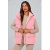 imagePRETTYGARDEN Womens Puffer Jacket Vests Casual Sleeveless Stand Collar Zip Up Coats Warm Winter OuterwearLight Pink