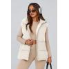 imagePRETTYGARDEN Womens Puffer Jacket Vests Casual Sleeveless Stand Collar Zip Up Coats Warm Winter OuterwearWhite