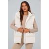imagePRETTYGARDEN Womens Puffer Jacket Vests Casual Sleeveless Stand Collar Zip Up Coats Warm Winter OuterwearWhite
