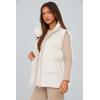imagePRETTYGARDEN Womens Puffer Jacket Vests Casual Sleeveless Stand Collar Zip Up Coats Warm Winter OuterwearWhite