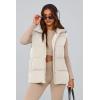 imagePRETTYGARDEN Womens Puffer Jacket Vests Casual Sleeveless Stand Collar Zip Up Coats Warm Winter OuterwearWhite