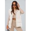 imagePRETTYGARDEN Womens Puffer Jacket Vests Casual Sleeveless Stand Collar Zip Up Coats Warm Winter OuterwearWhite