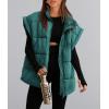 imagePRETTYGARDEN Womens Puffer Vest Fall Casual Stand Collar Lightweight Sleeveless Zip Up Padded Jackets OuterwearDark Green