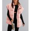 imagePRETTYGARDEN Womens Puffer Vest Fall Casual Stand Collar Lightweight Sleeveless Zip Up Padded Jackets OuterwearPink