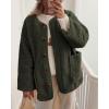 imagePRETTYGARDEN Womens Warm Winter Coats Casual Long Sleeve Button up Fuzzy Sherpa Fleece Jackets OuterwearArmy Green