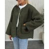 imagePRETTYGARDEN Womens Warm Winter Coats Casual Long Sleeve Button up Fuzzy Sherpa Fleece Jackets OuterwearArmy Green