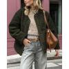 imagePRETTYGARDEN Womens Warm Winter Coats Casual Long Sleeve Button up Fuzzy Sherpa Fleece Jackets OuterwearArmy Green